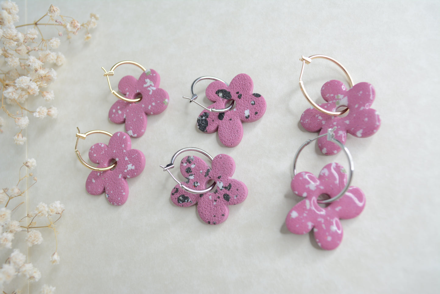 Dark violet flower hoops