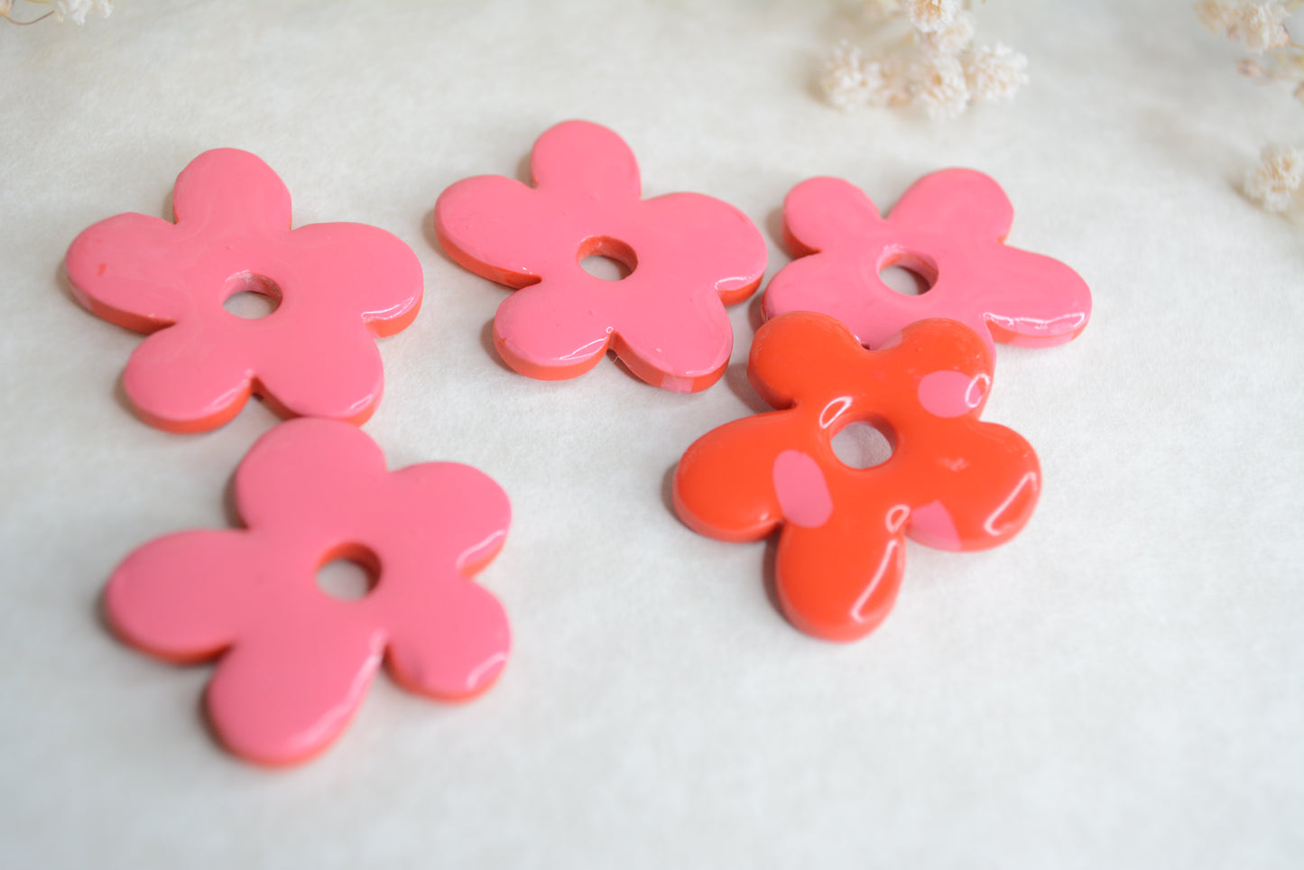 Pink and red flower hoops (reversible)