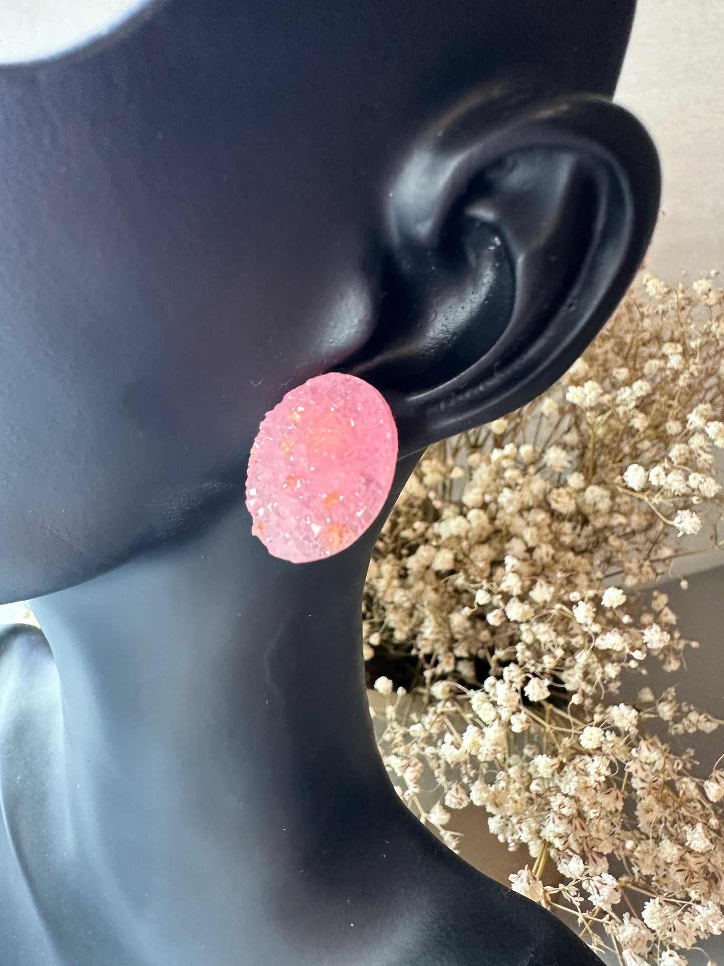 Pink gemstone studs