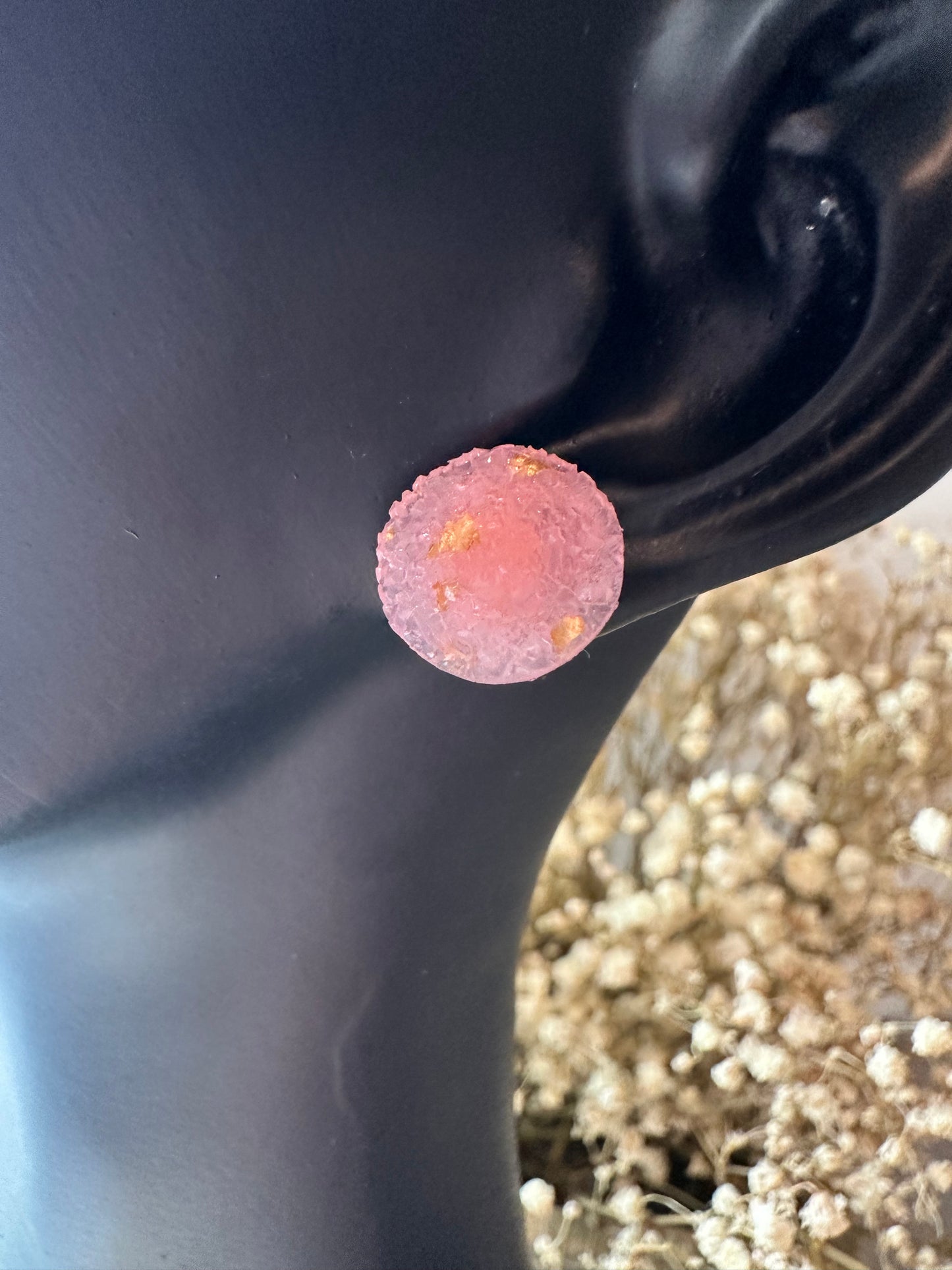 Pink gemstone studs