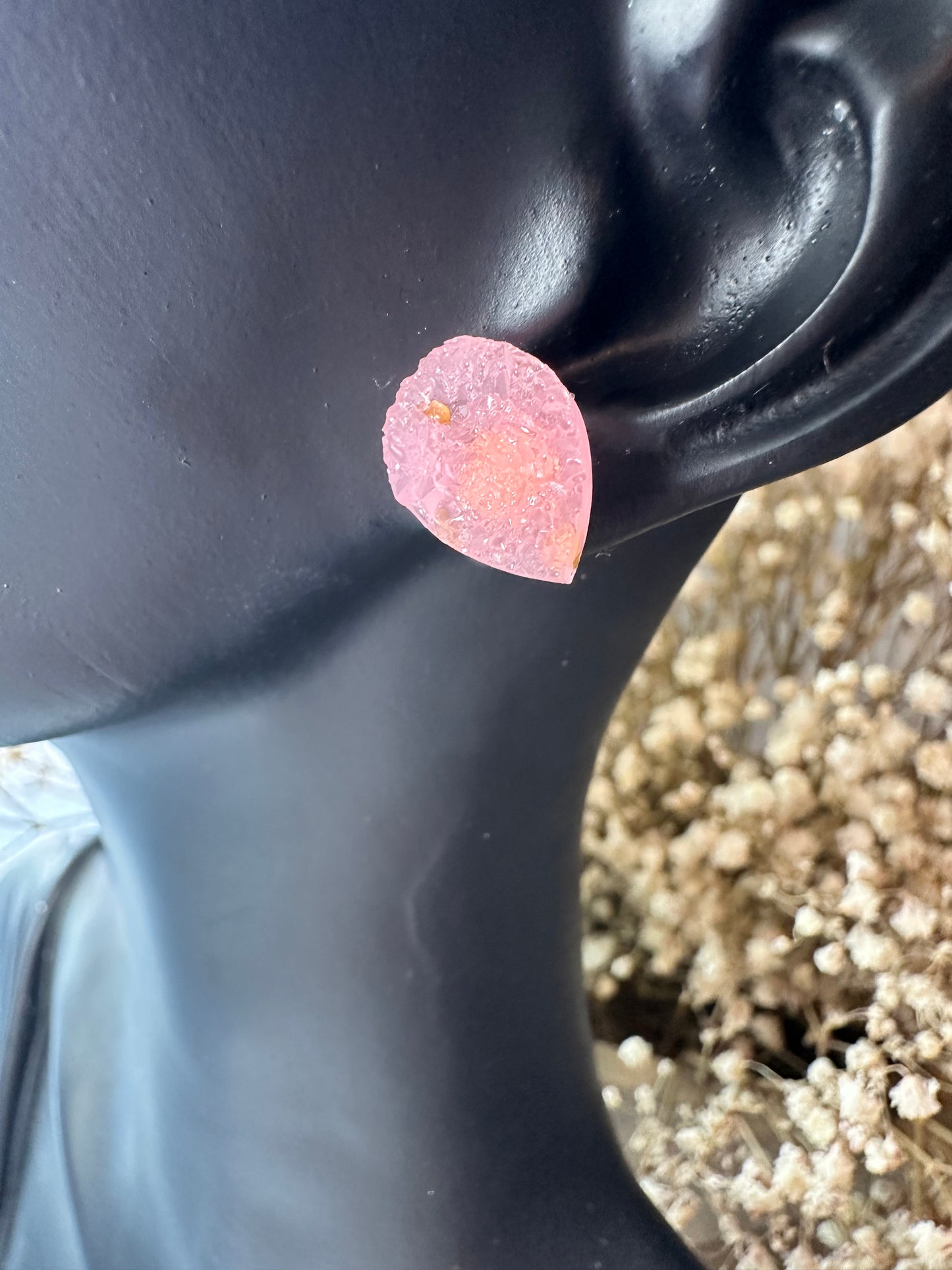 Pink gemstone studs