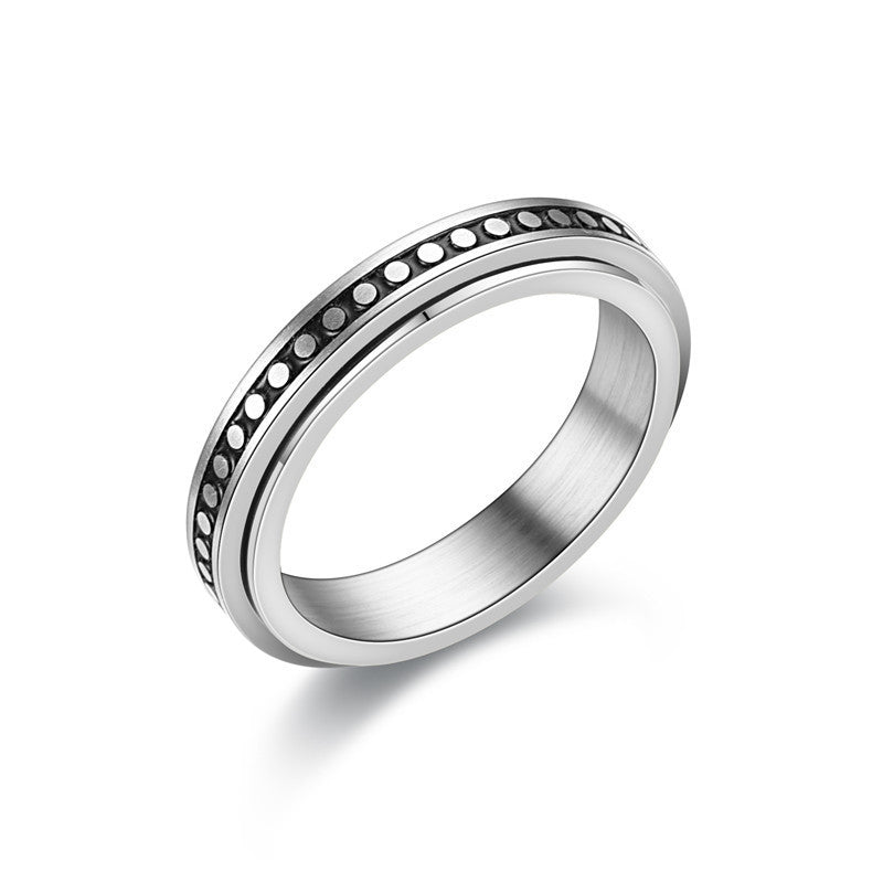 Black and silver spinner ring/ S925