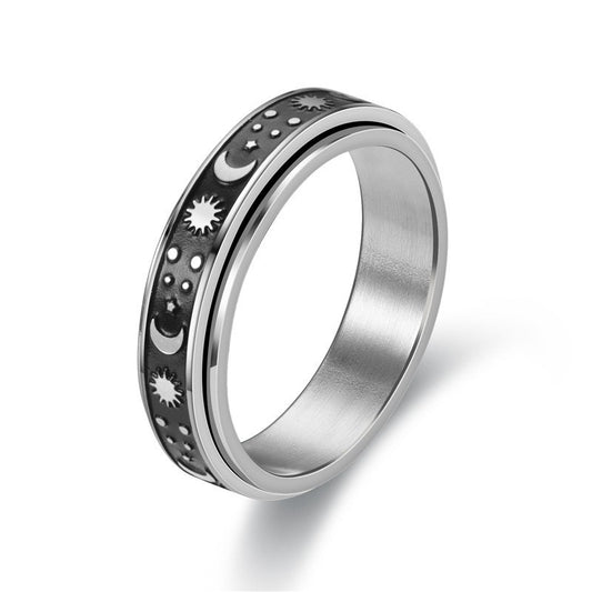Sun, Moon, Star spinner ring.