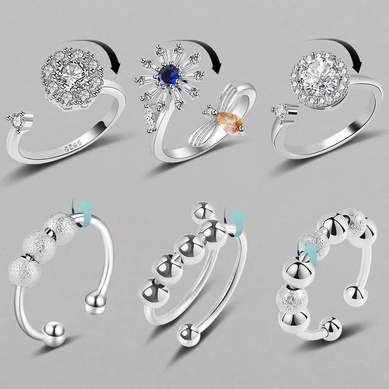 Adjustable double opening beads ring