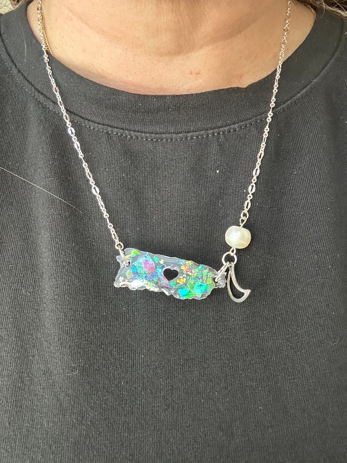 Silver moon Puerto Rico Necklace