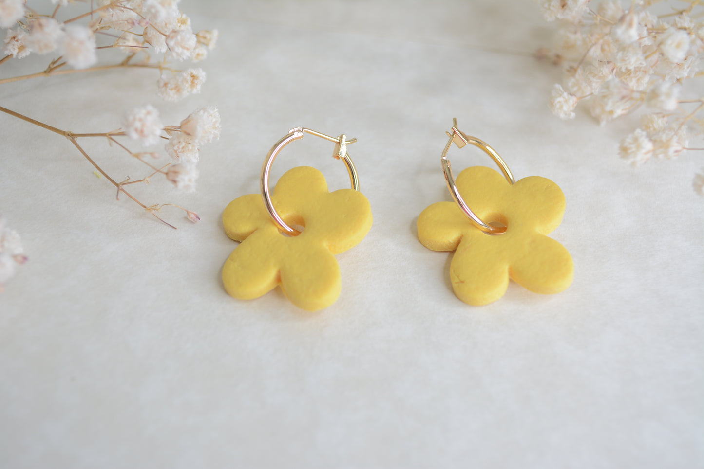 Gold and Silver yellow flower hoop