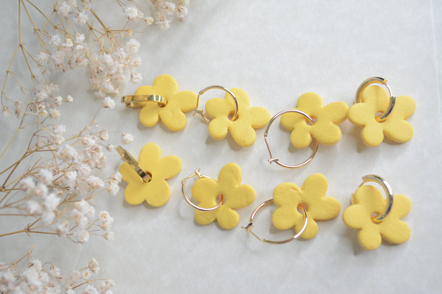 Gold and Silver yellow flower hoop