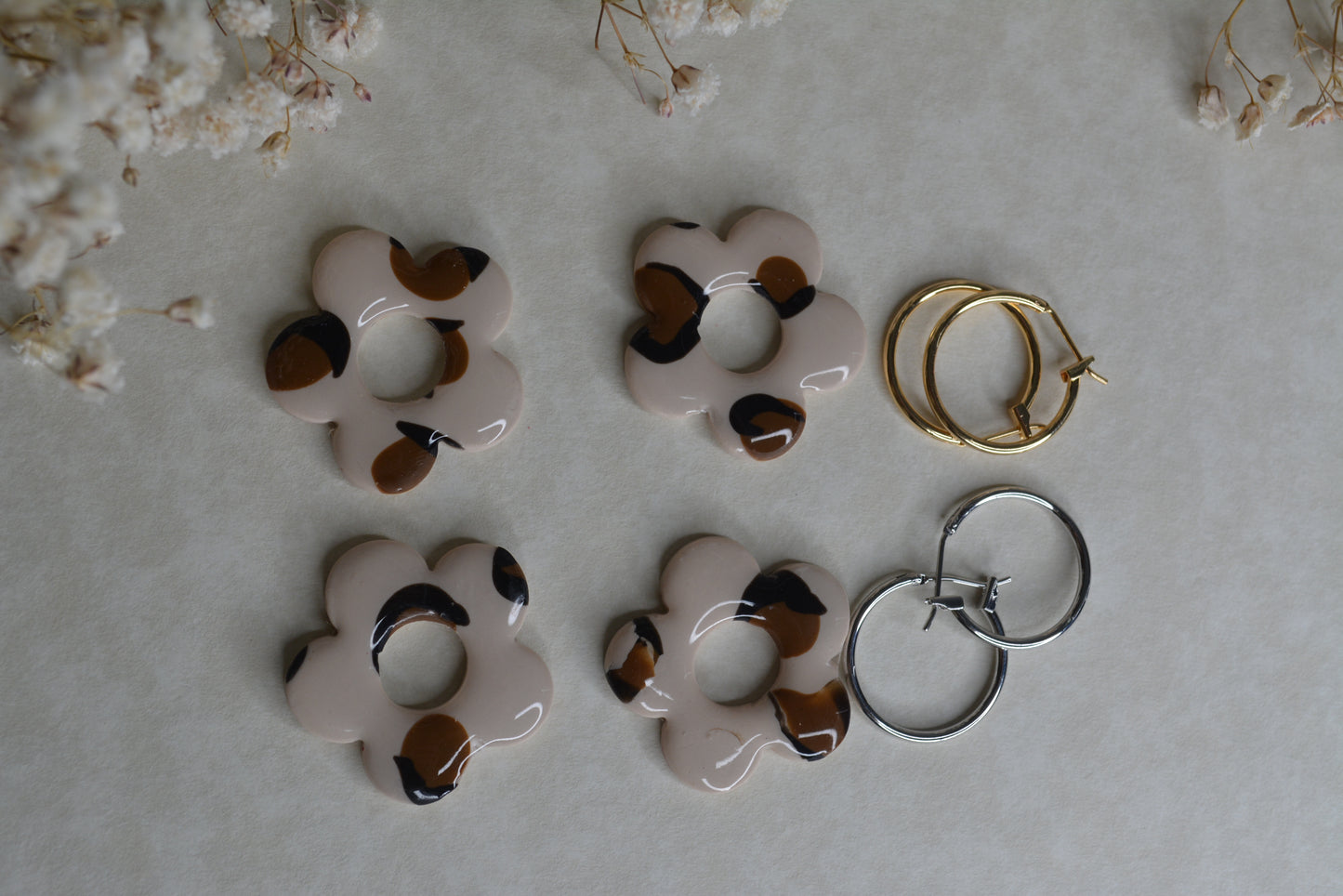 Leopard flower hoops