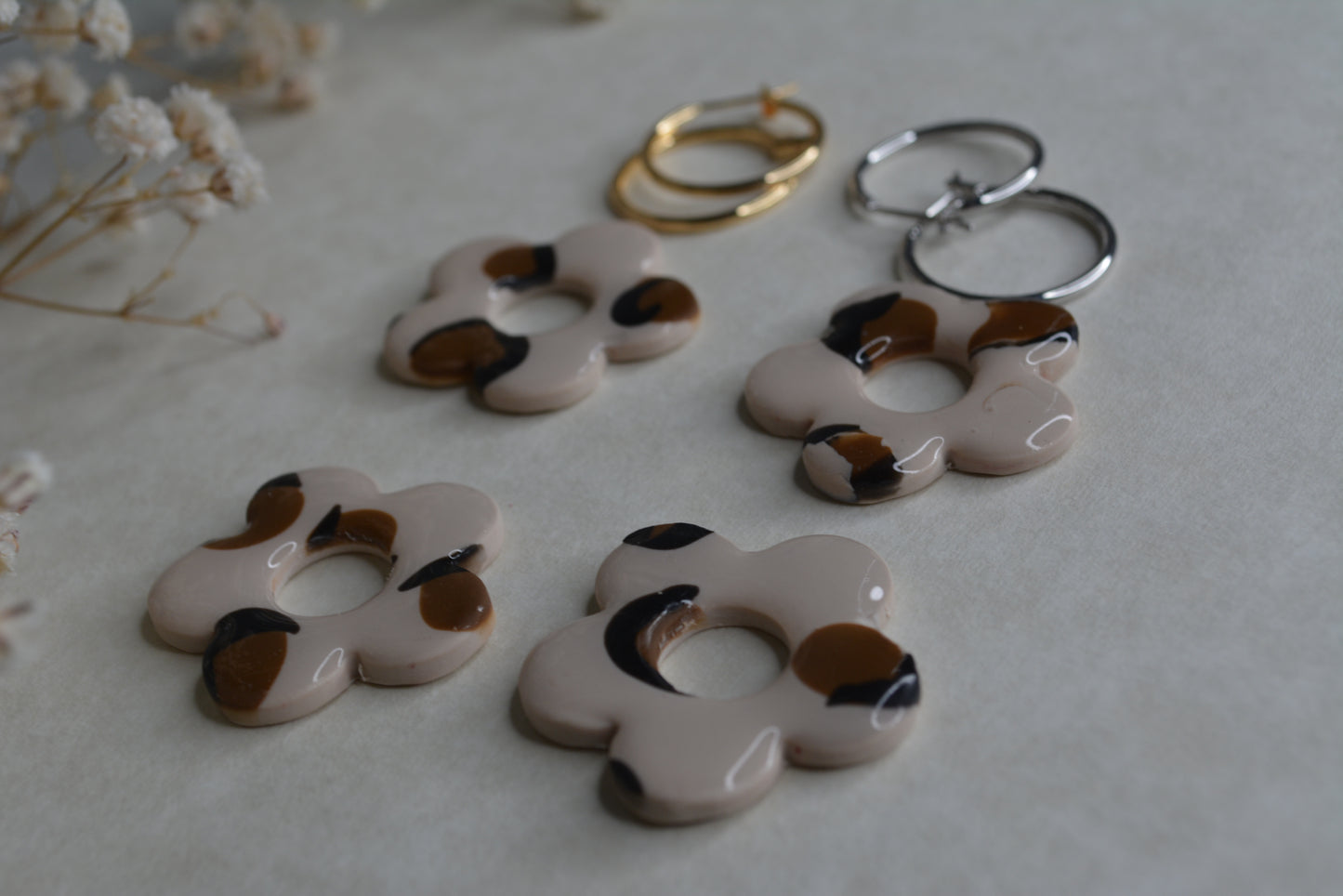 Leopard flower hoops