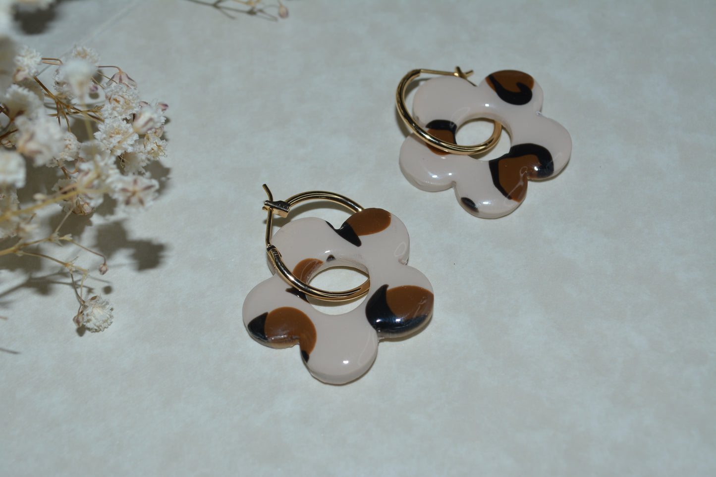 Leopard flower hoops