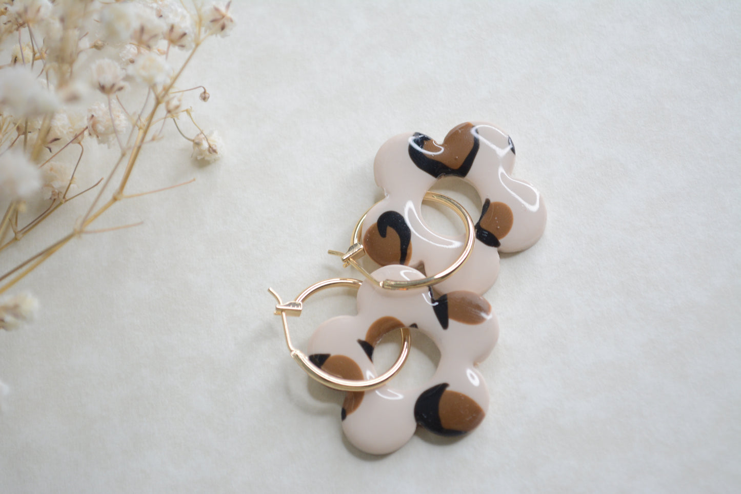Leopard flower hoops