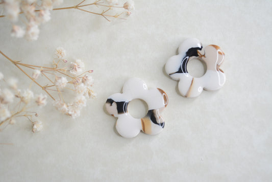 Brown marble flower hoops