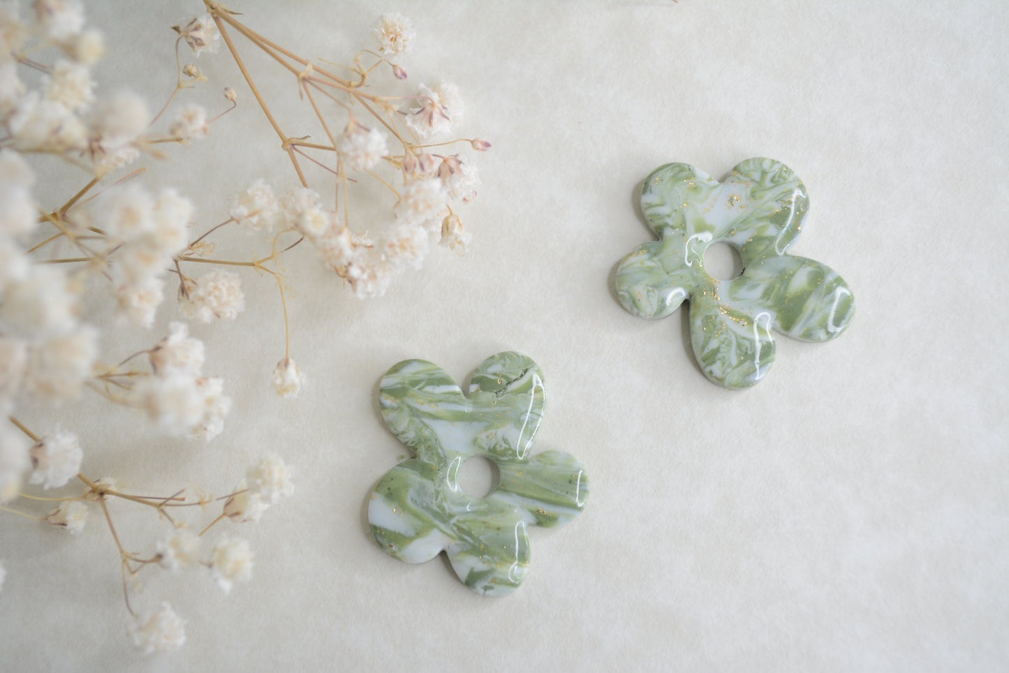 Green zebra flower hoops