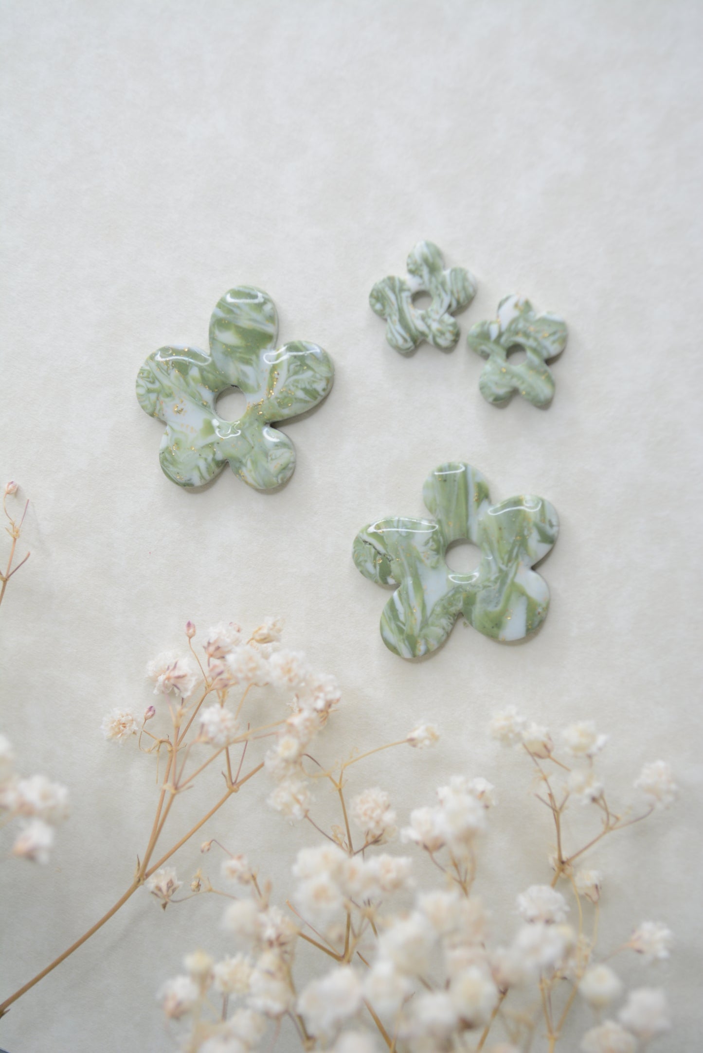 Green zebra flower hoops