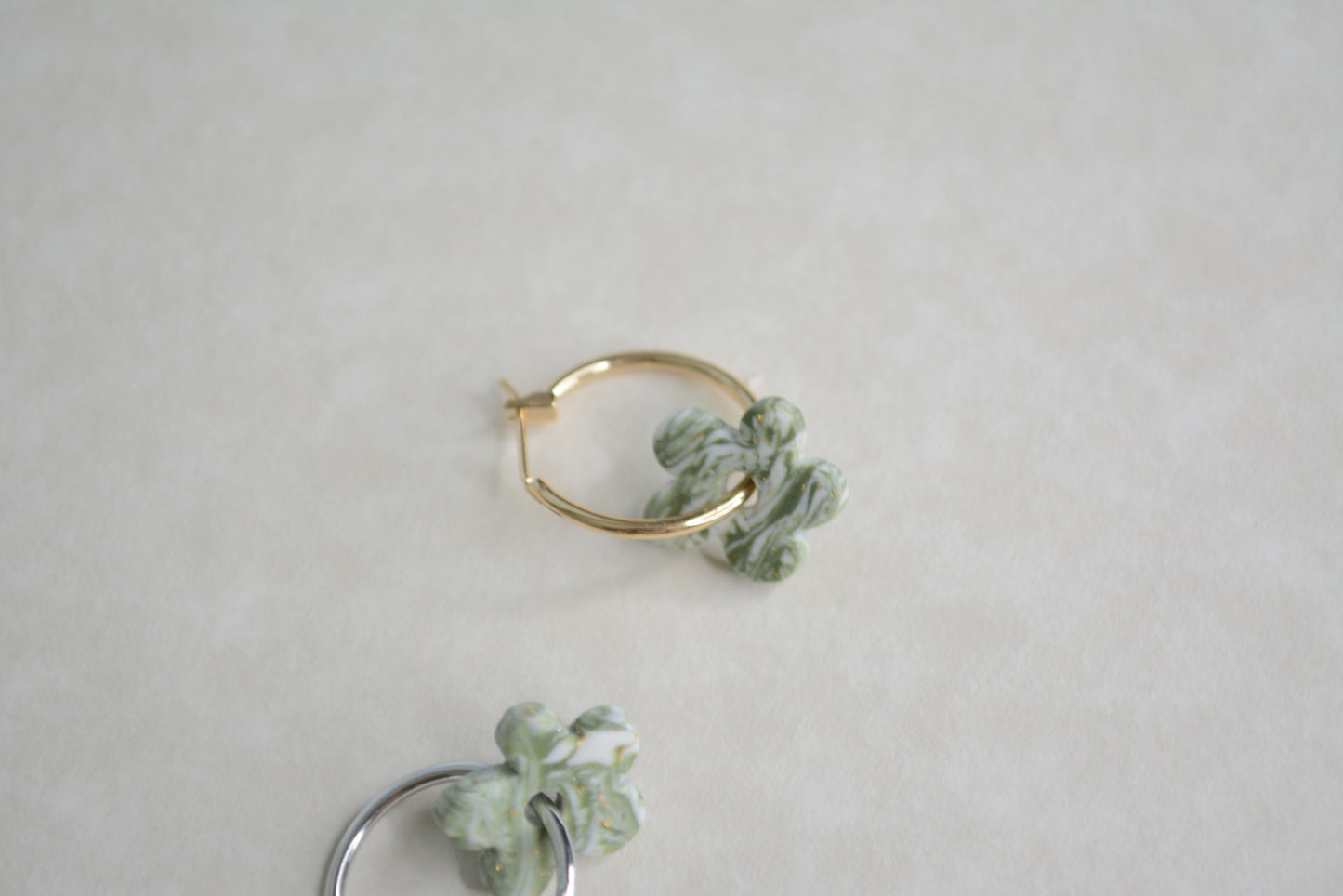 Green zebra flower hoops