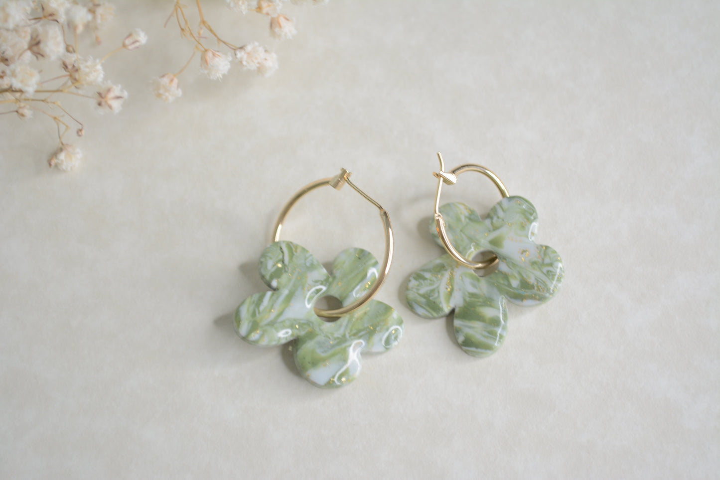 Green zebra flower hoops