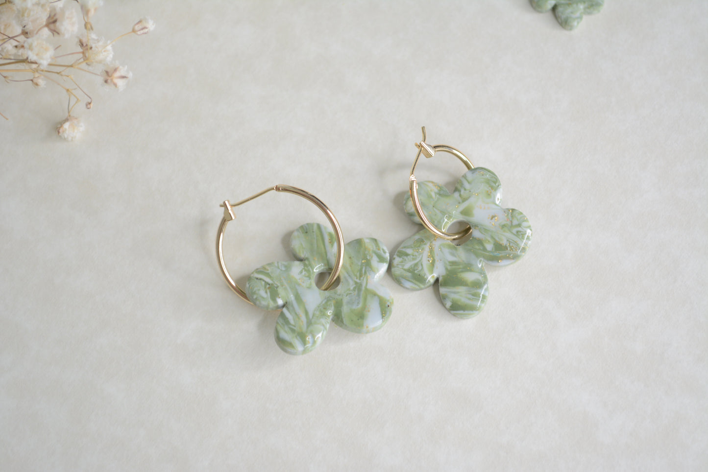 Green zebra flower hoops