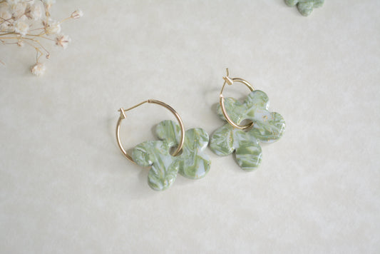 Green zebra flower hoops