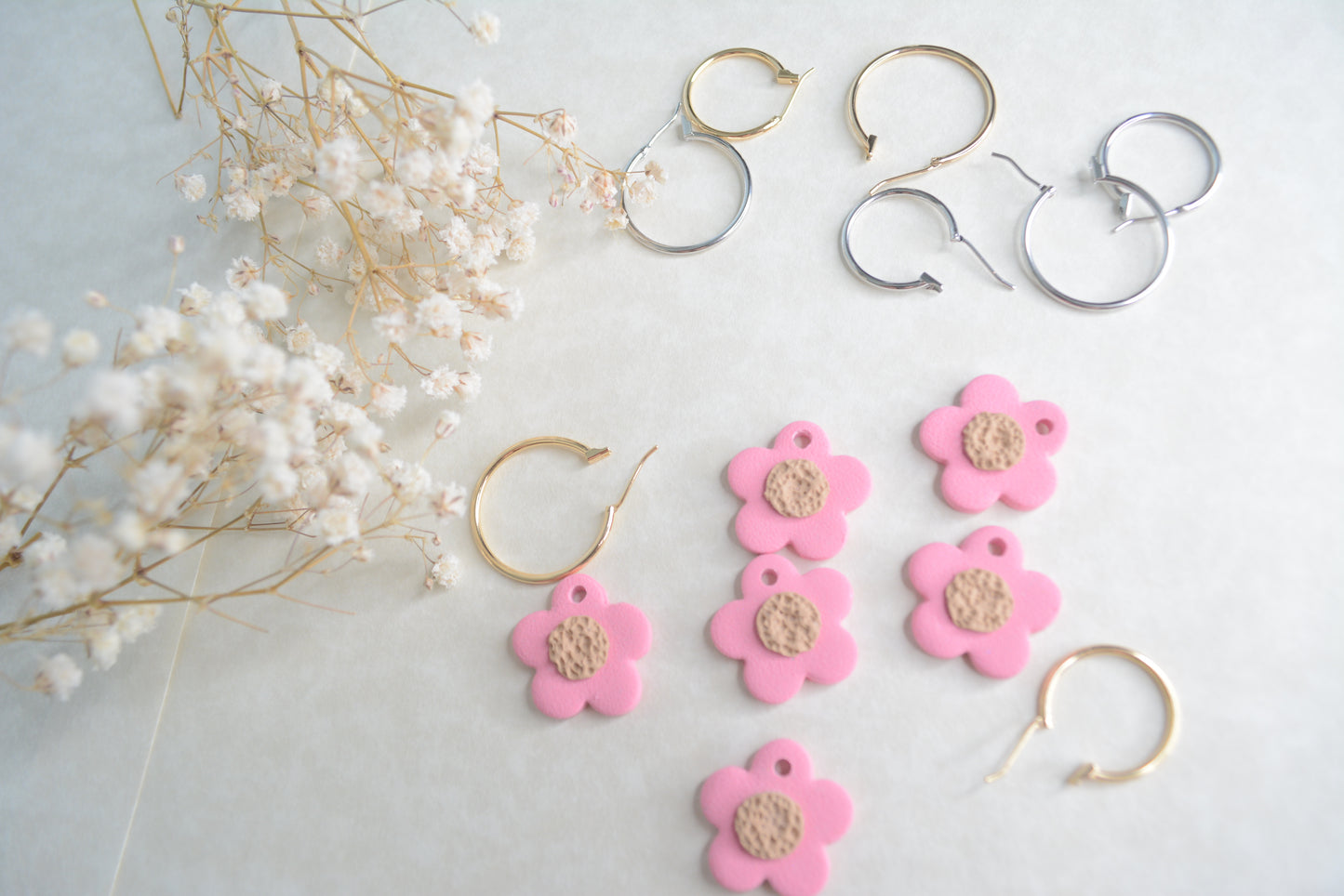 Pink flower hoops