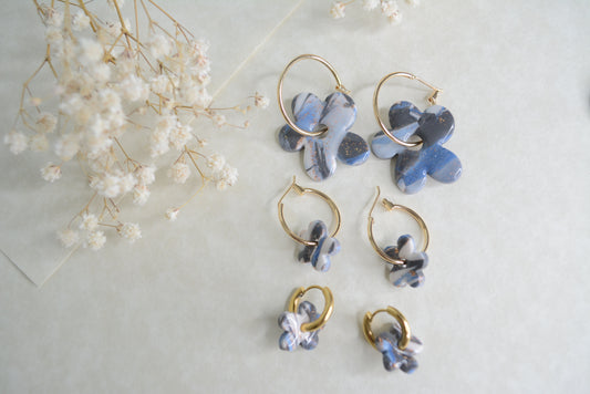 marble blue flower hoop