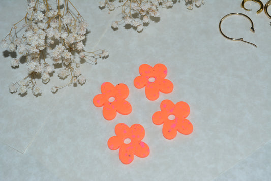 neon orange flower hoops