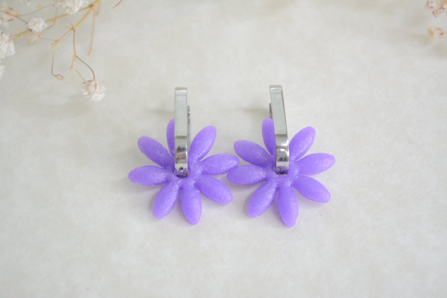 Purple Daisy hoops