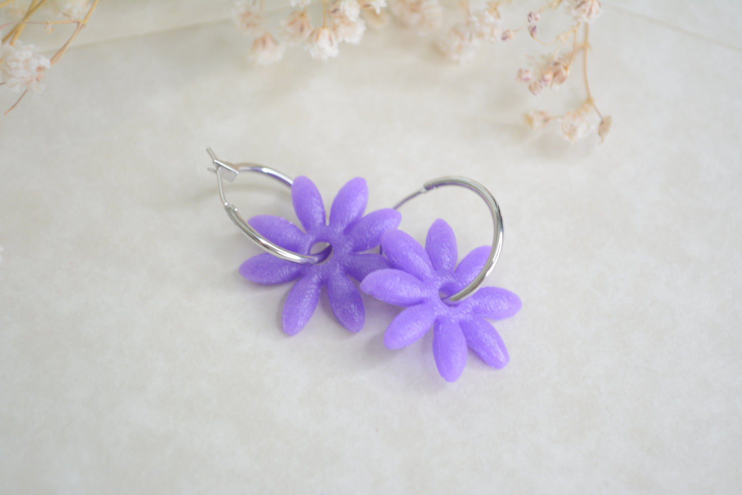 Purple Daisy hoops
