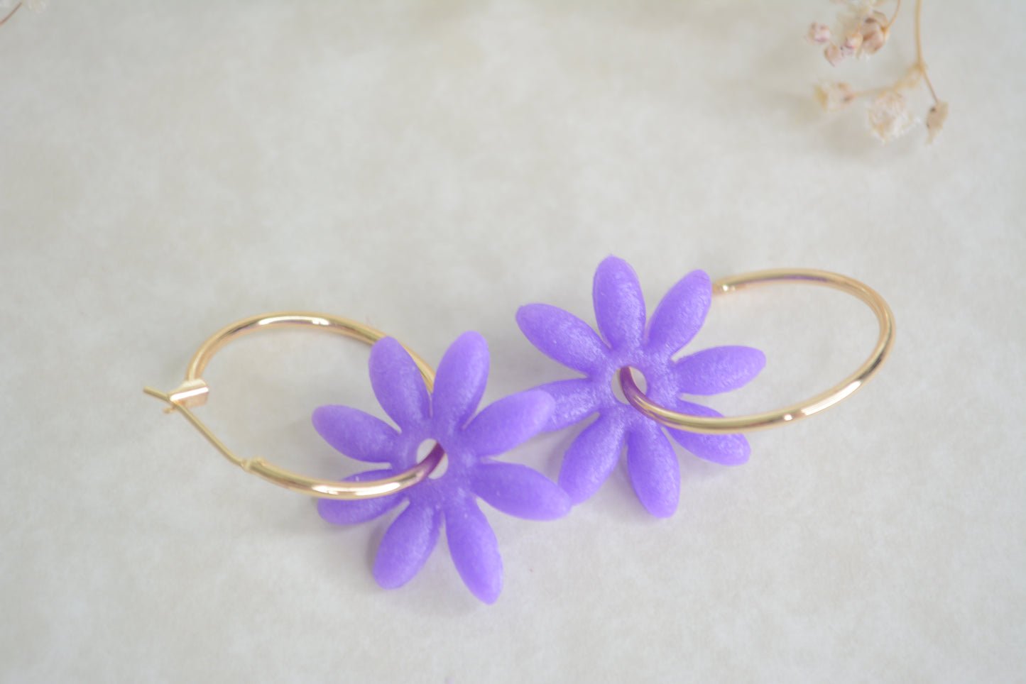 Purple Daisy hoops