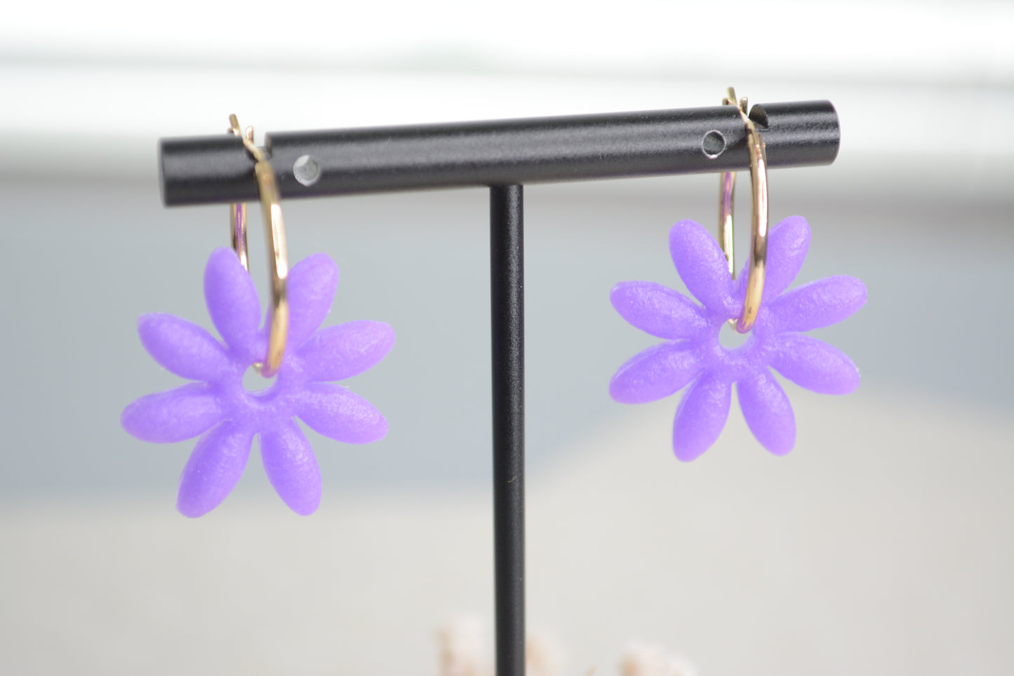 Purple Daisy hoops