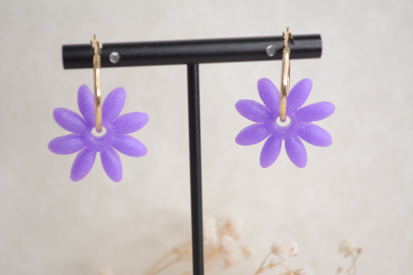 Purple Daisy hoops