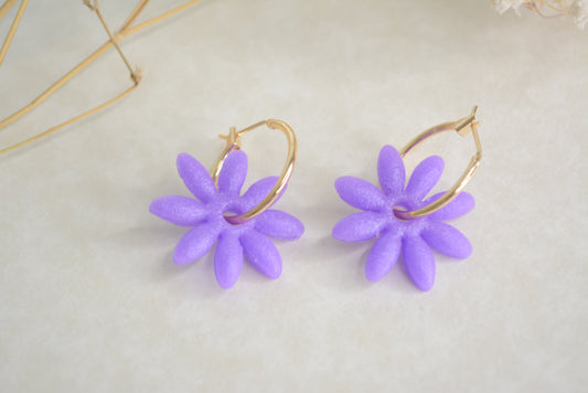 Purple Daisy hoops