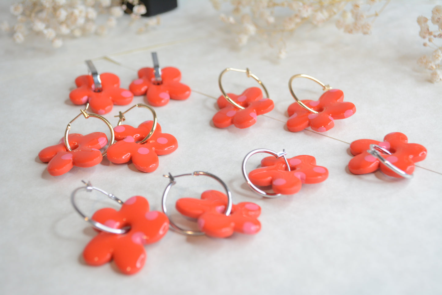Doble side red flower hoop