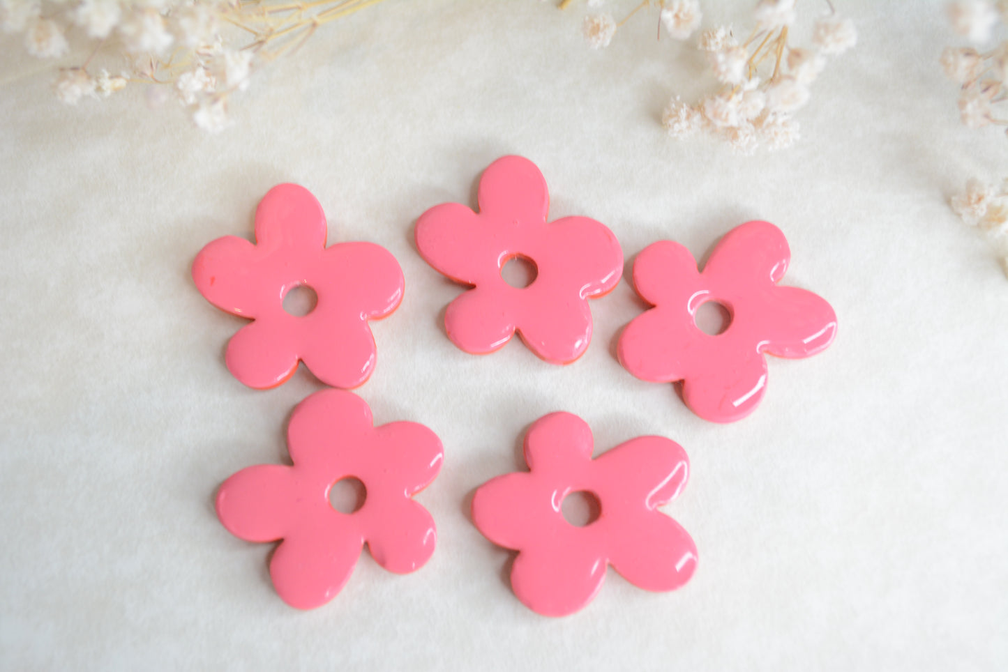 Pink and red flower hoops (reversible)