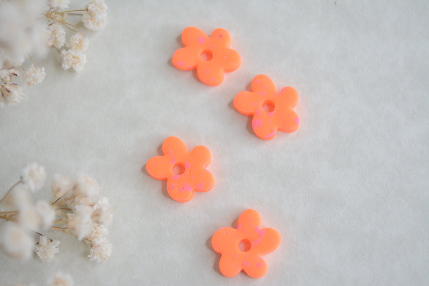 neon orange flower hoops
