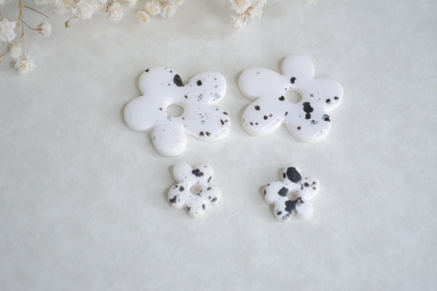 Black and white flower Hoops