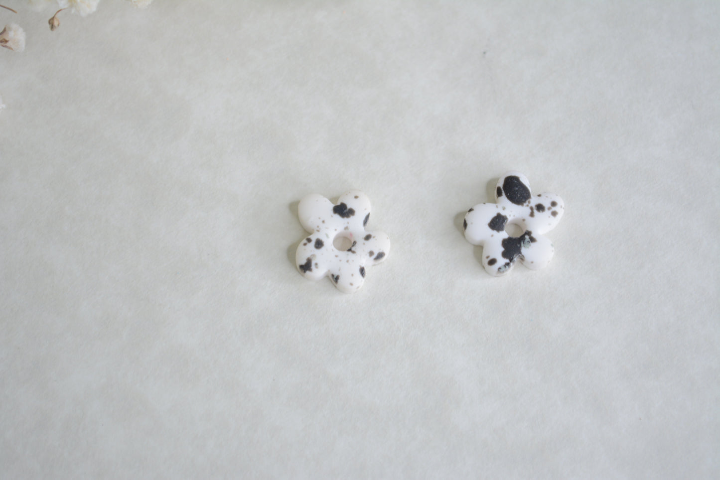 Black and white flower Hoops