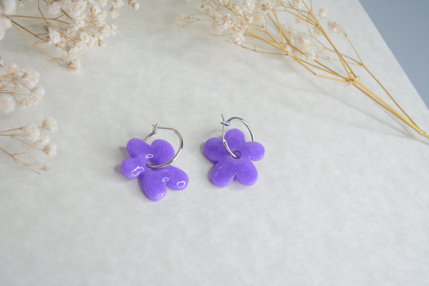 Purple flower Hoops