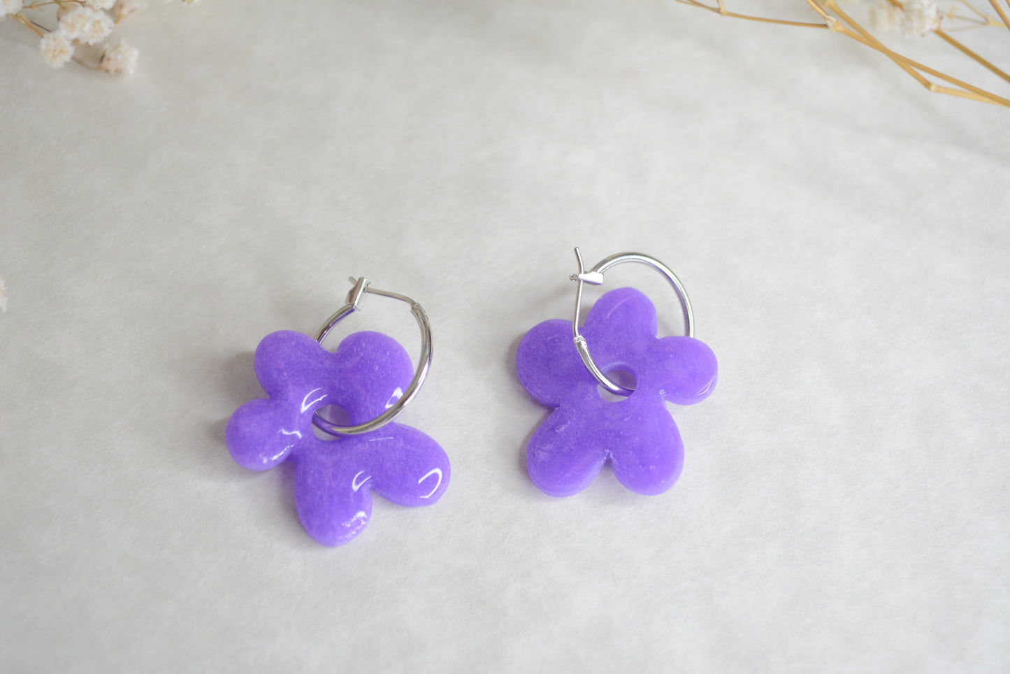 Purple flower Hoops