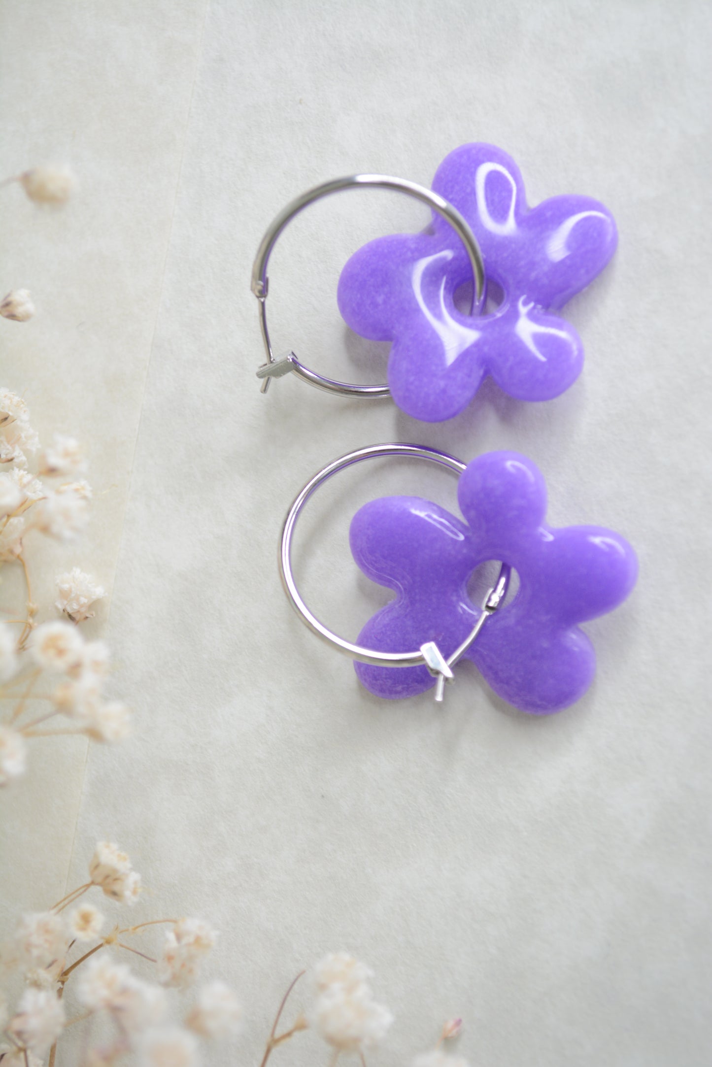 Purple flower Hoops