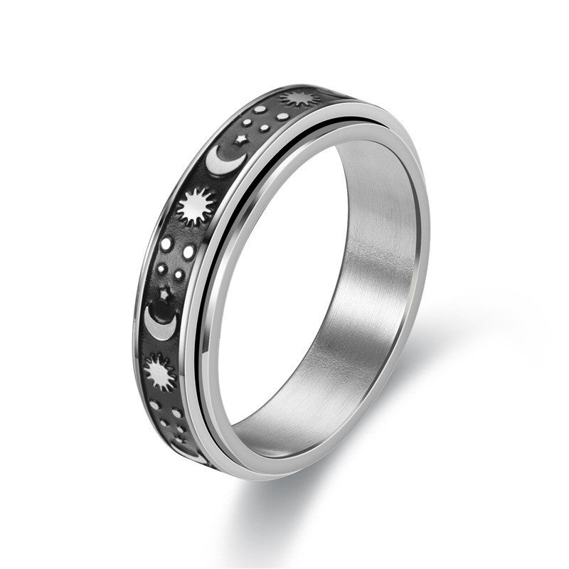 Sun, Moon, Star spinner ring.