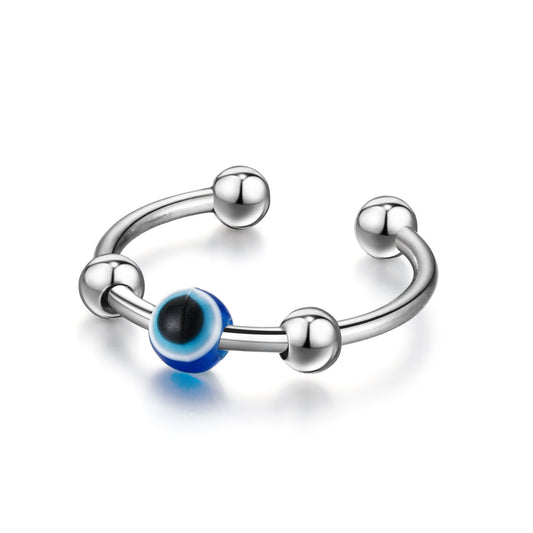 Evil eye beads spinner ring