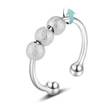 Silver spinner beads ring